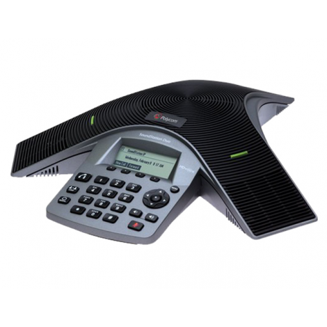 Polycom SoundStation Duo dual-mode conference phone including Power Supply, Power Cord with United Kingdom plug, Power Injection Module (PIM) with 6.4m combined PSTN/Cat5 cable, 2.1m RJ-11 PSTN cable, 2.1m Cat5 cable and Quick Start Guide